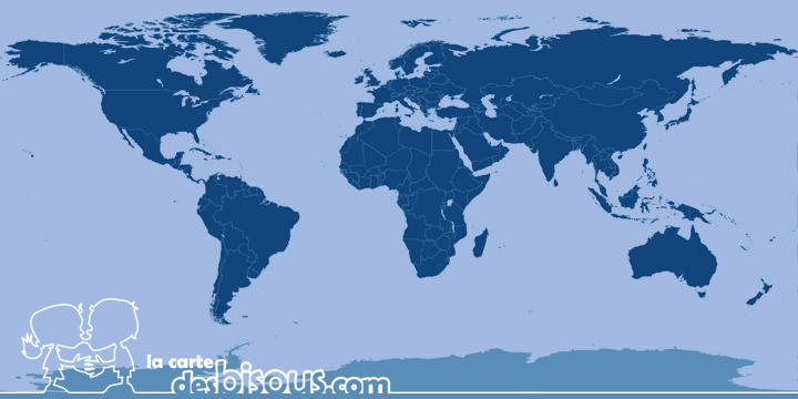 Planisphère bleu « la carte desbisous.com »